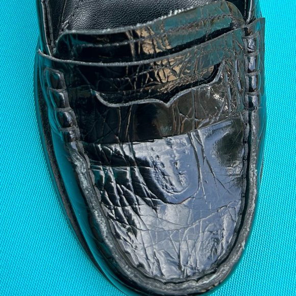 Franco Sarto Croco-Embossed Patent Leather Penny Loafers - Picture 3 of 5